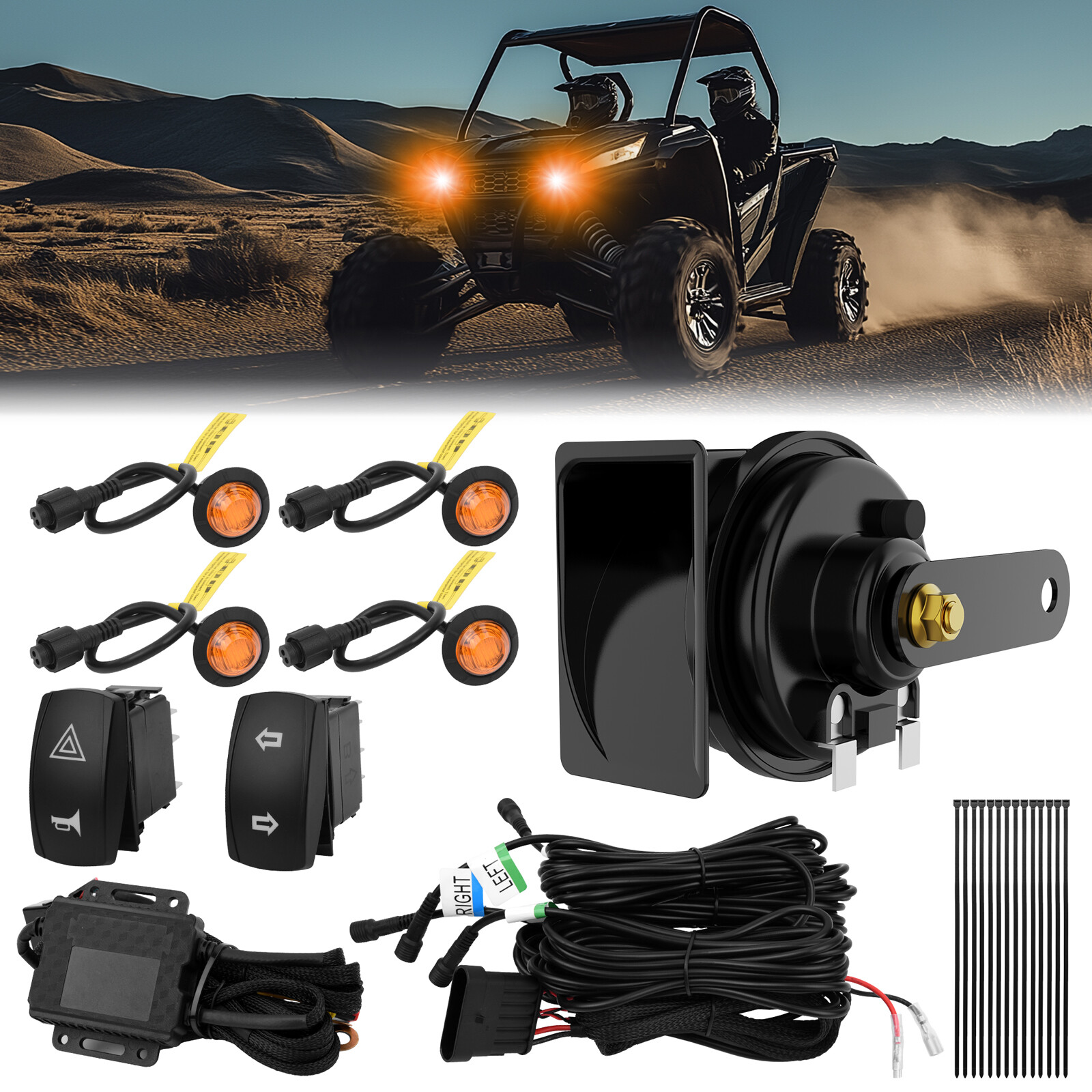 UTV Turn Signal Light Kit w/ Horn&Switch LED for Polaris Can Am CFMOTO Kawasaki