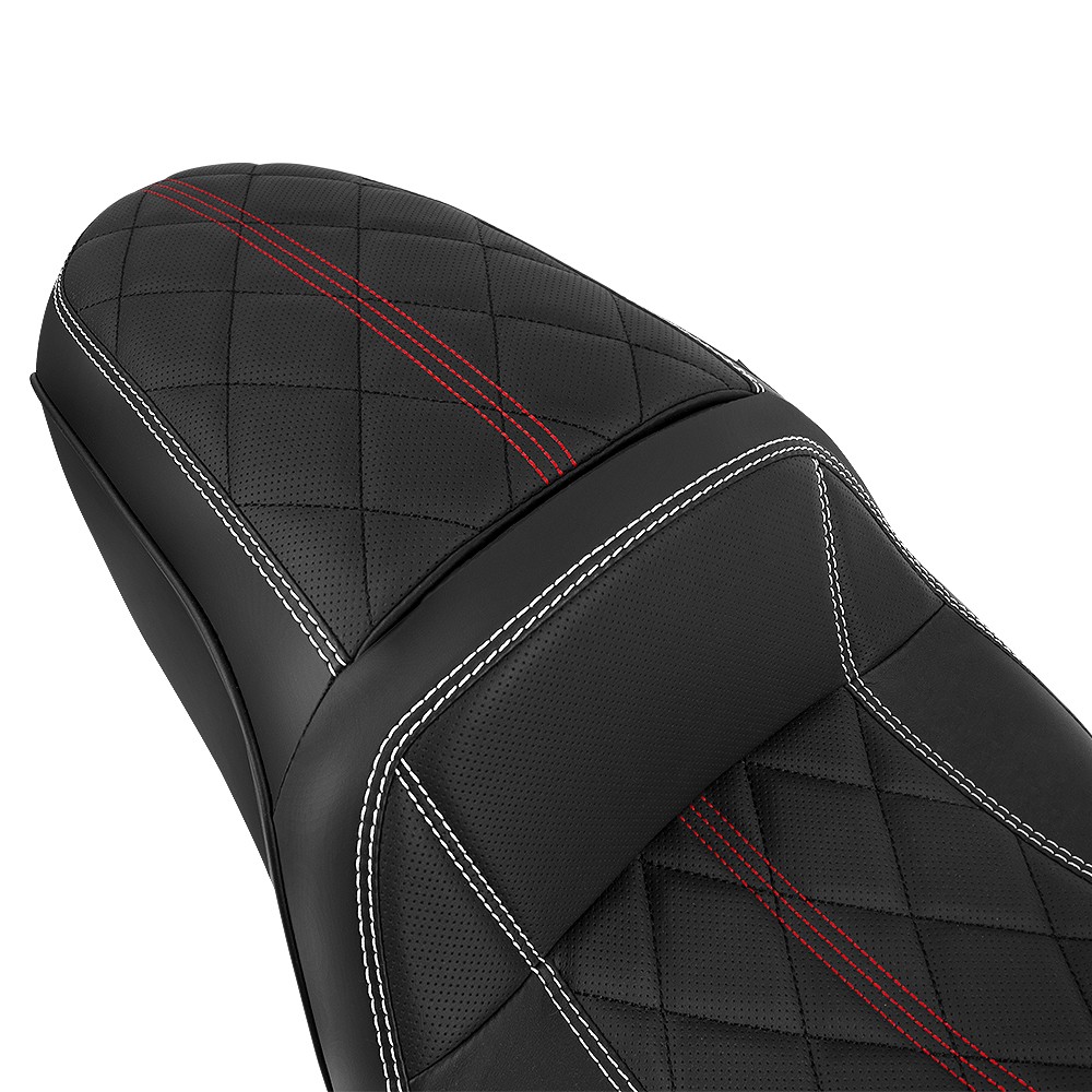White & Red Stitching Seat For Harley Road Glide FLTR / EFI FLTRI 1997-2007