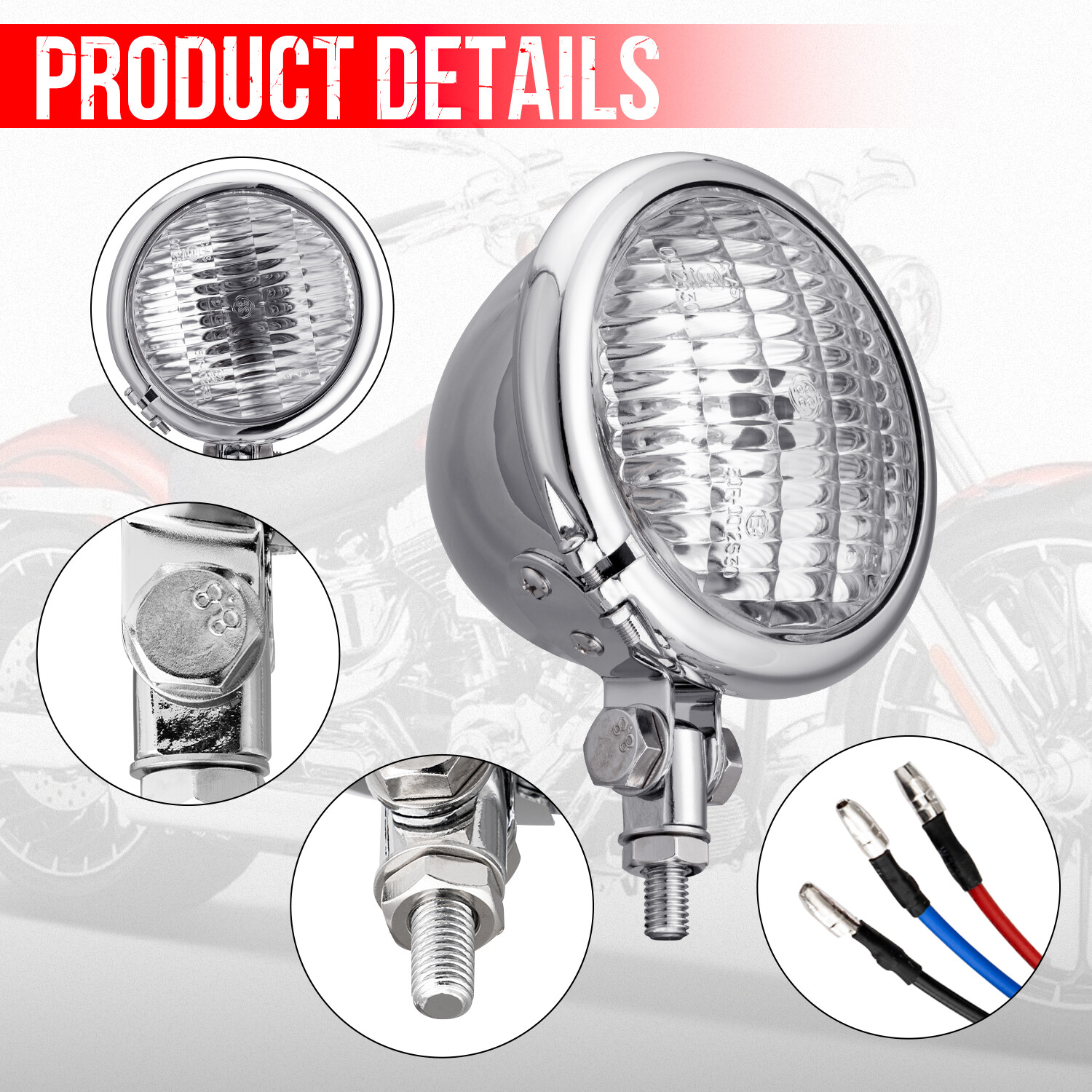 Bates Style 4.5″ 4-1/2” Headlight Lamp For Harley Dyna Chopper Bobber Custom