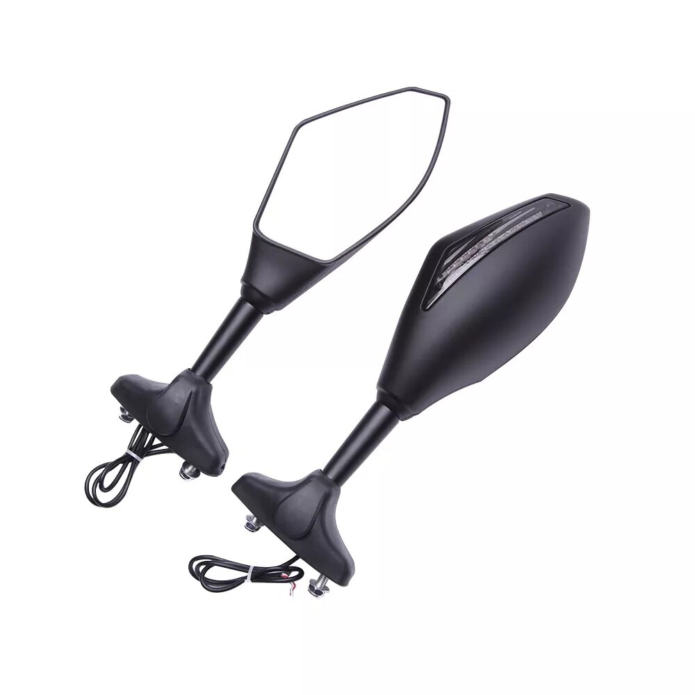 Motorcycle Rear View Mirrors w/ LED Turn Signal Light For Hyosung GT250R GT650R