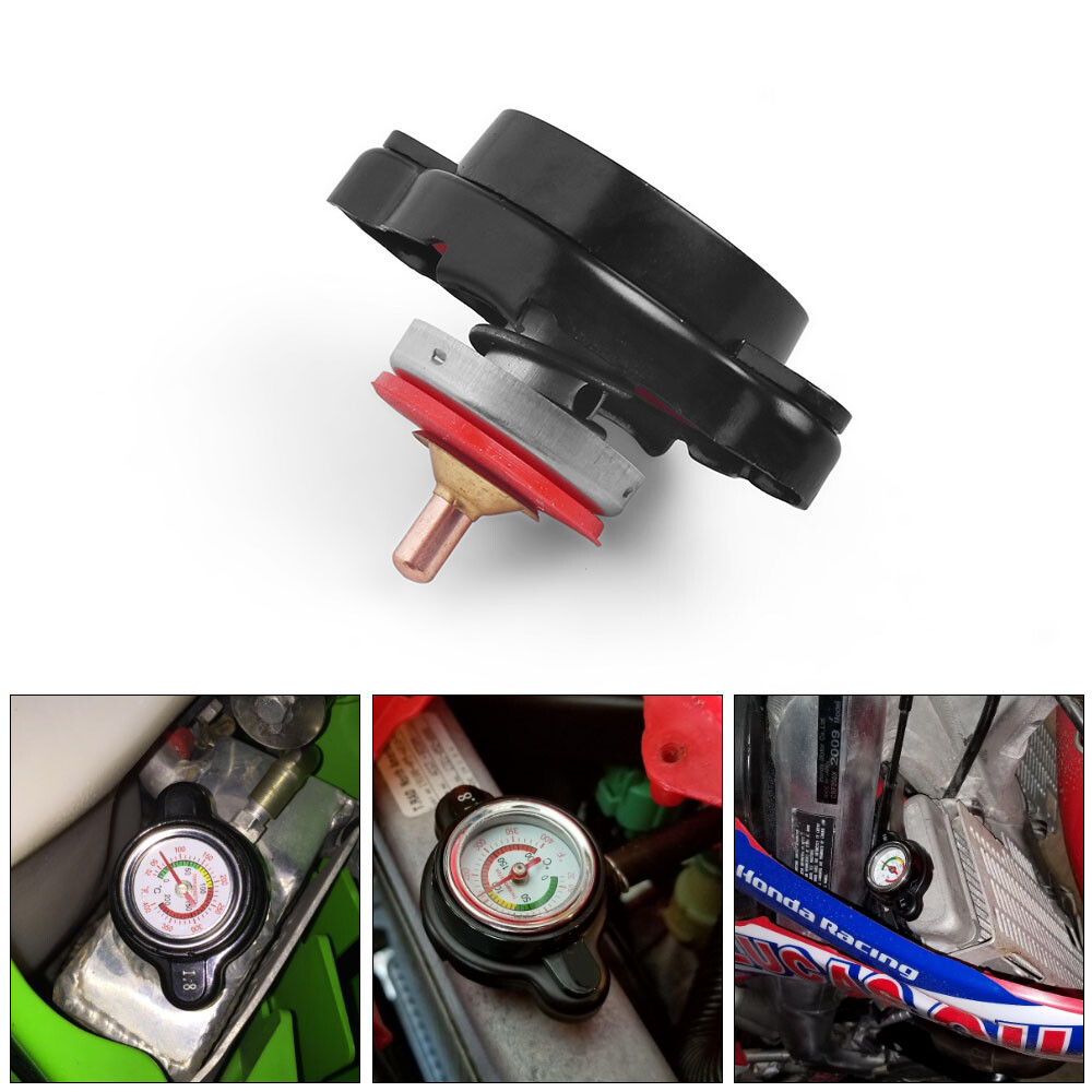 High Pressure Radiator Cap w/Temperature Gauge 1.8 Bar for Honda Kawasaki Yamaha