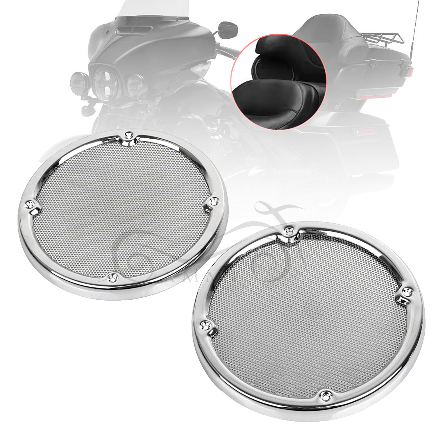 Chrome Rear Tour-Pak Speaker Trim Mesh Cover Kit For Harley Ultra Limited FLHTK