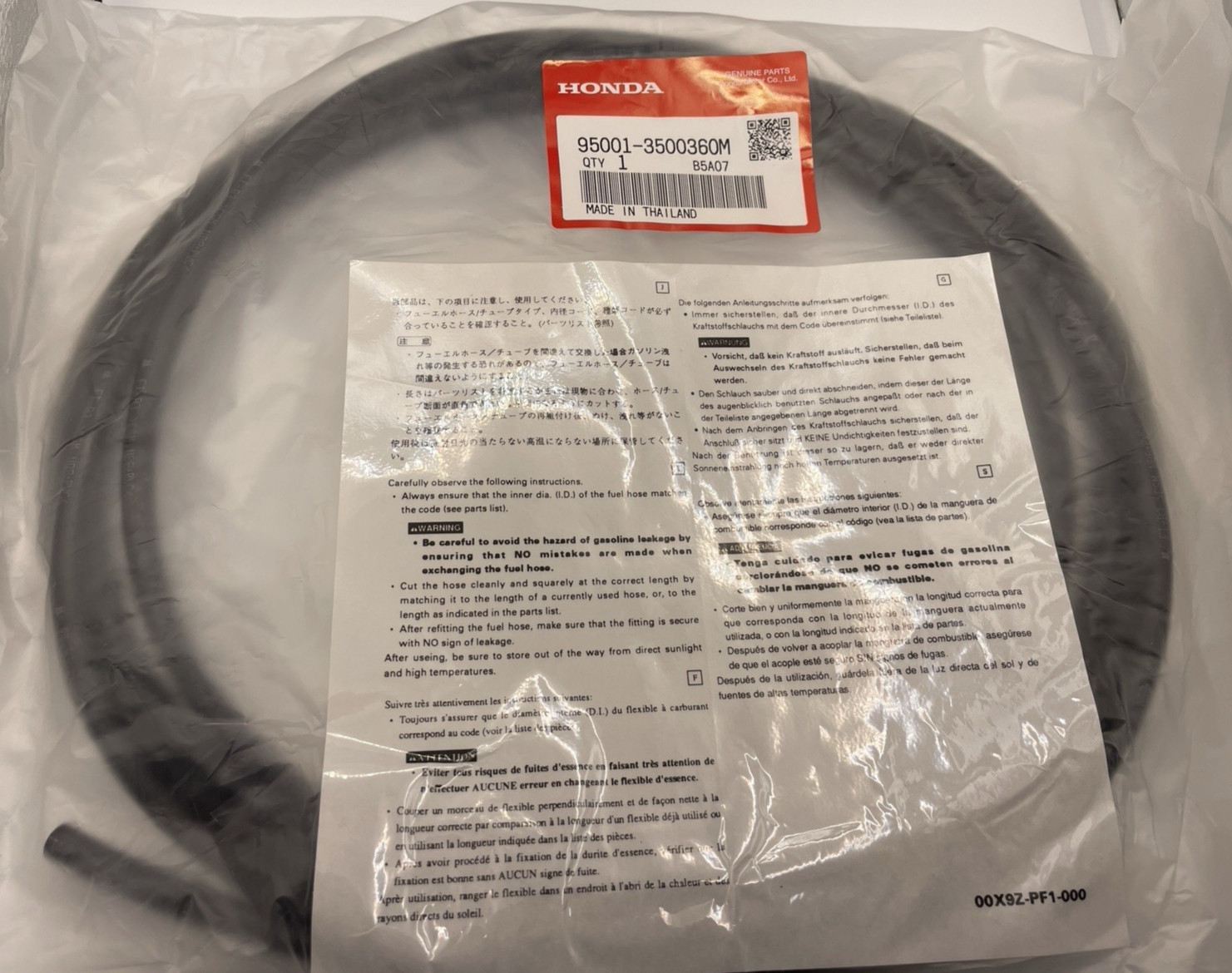 Genuine Honda Motorcycle Fuel Overflow Vent Line 3.5mm ID by Foot 95001-3500360M