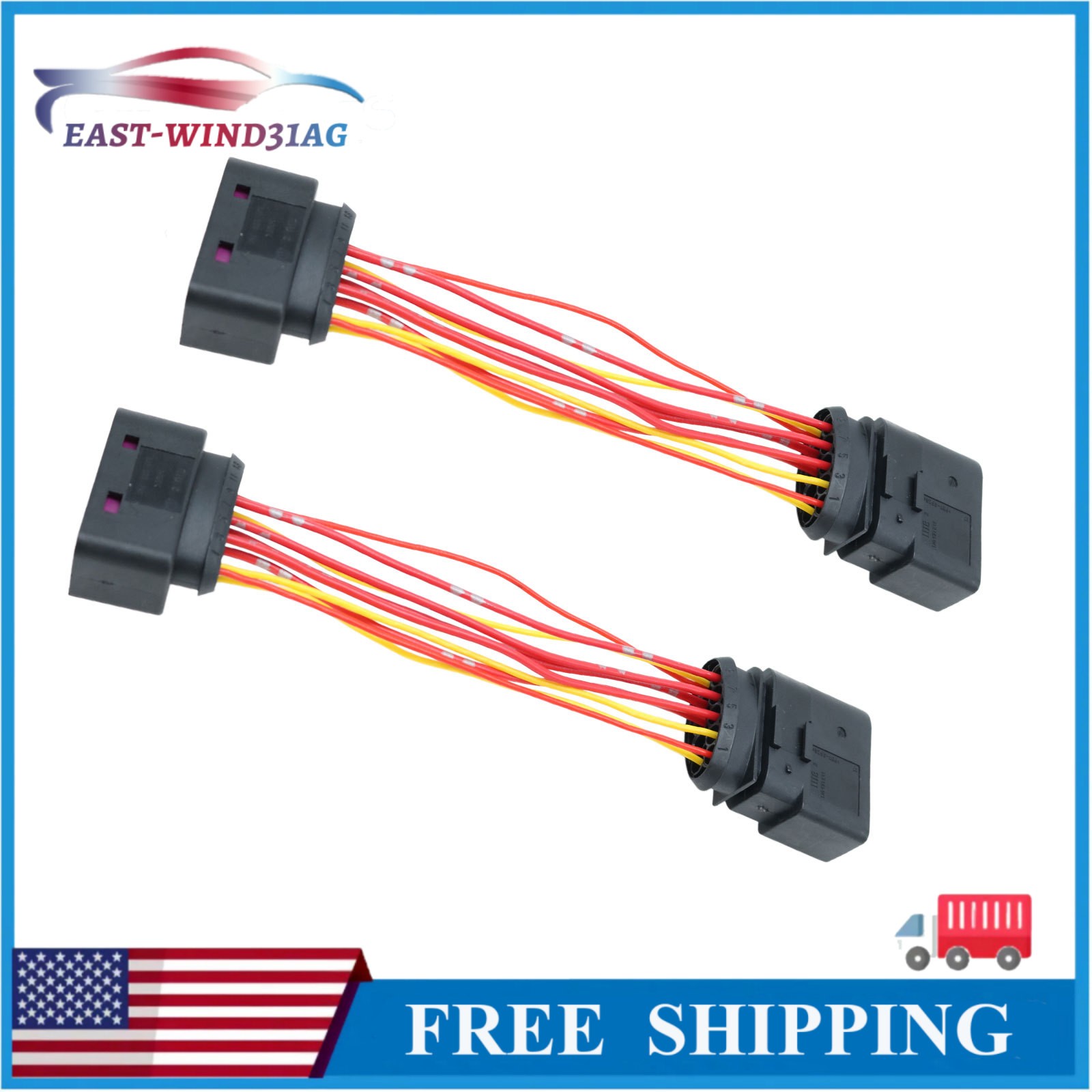 2PCS 14 to 14 Pin Xenon HID Headlight Connector Adapter For VW Audi Skoda