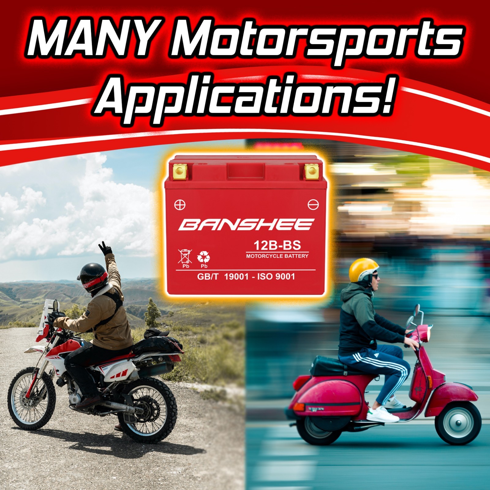 UT12B-4 YT12B-BS 12v Banshee Battery for Yamaha YZF R6 R1 1999-2000