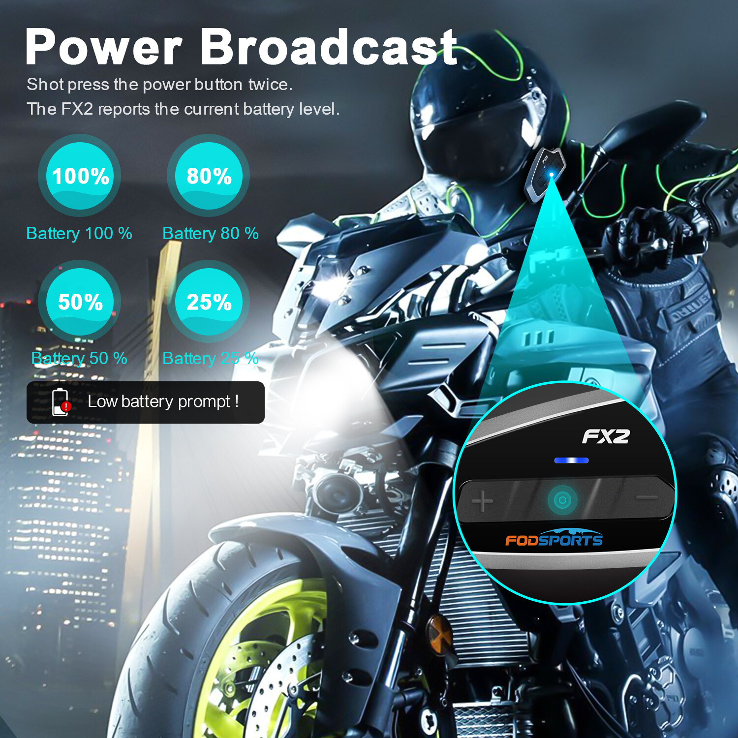FX2 Bluetooth Motorcycle Intercom Helmet Headset Motorbike 3 Rider Communication