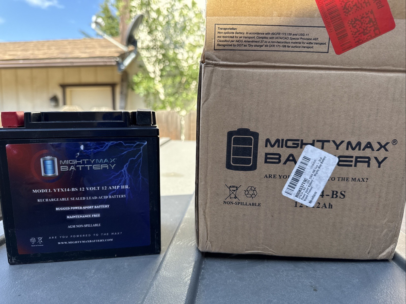 Mighty Max Battery YTX14-BS – 12 Volt 12 AH, 200 CCA, SLA AGM Motorcycle Battery