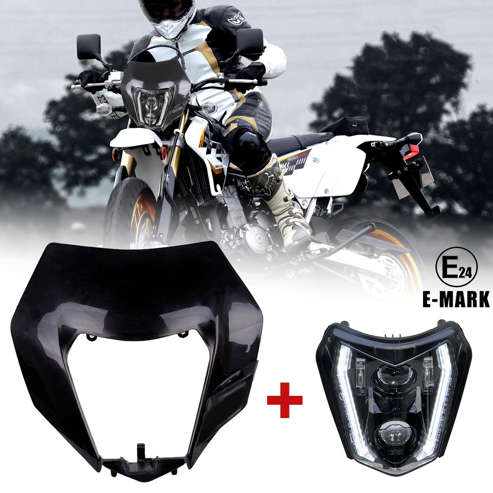 LED Headlight High Low Beam with Black Fairing For KTM 250 350 450 501 SMC R 690