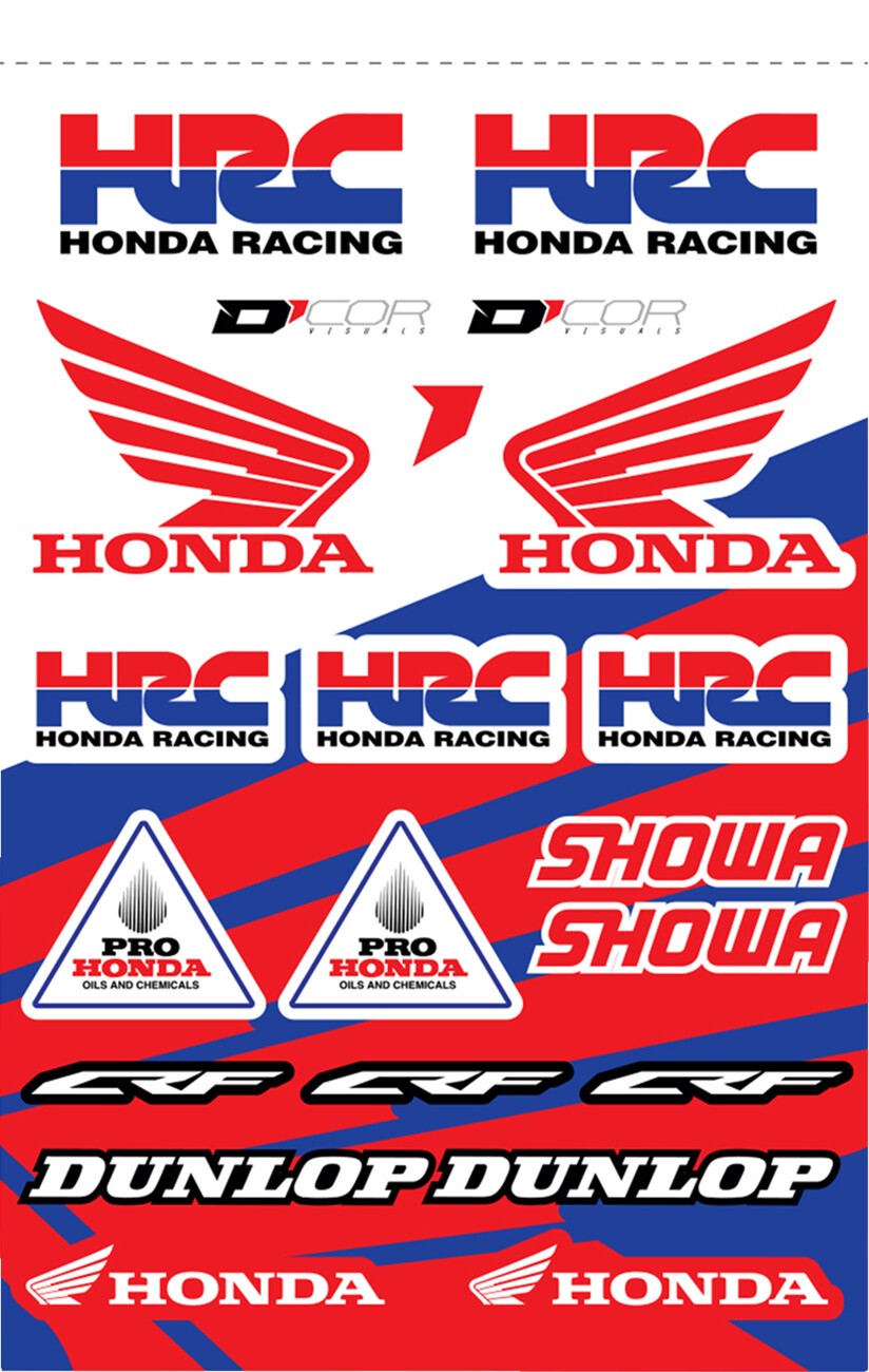 Dcor Universal Honda HRC Off-Road Decal Sheet 12 Mil
