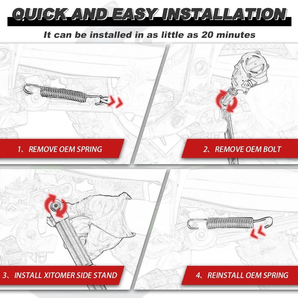 Adjustable 3-Inch Kickstand for Ninja ZX-6R 2013-2026 | Steel Side Stand
