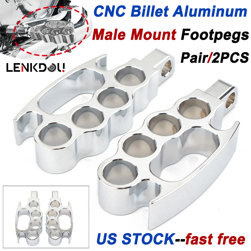 For Harley Motorcycle Foot Pegs Rest Male Mount Bobber Chopper Cruiser Chrome