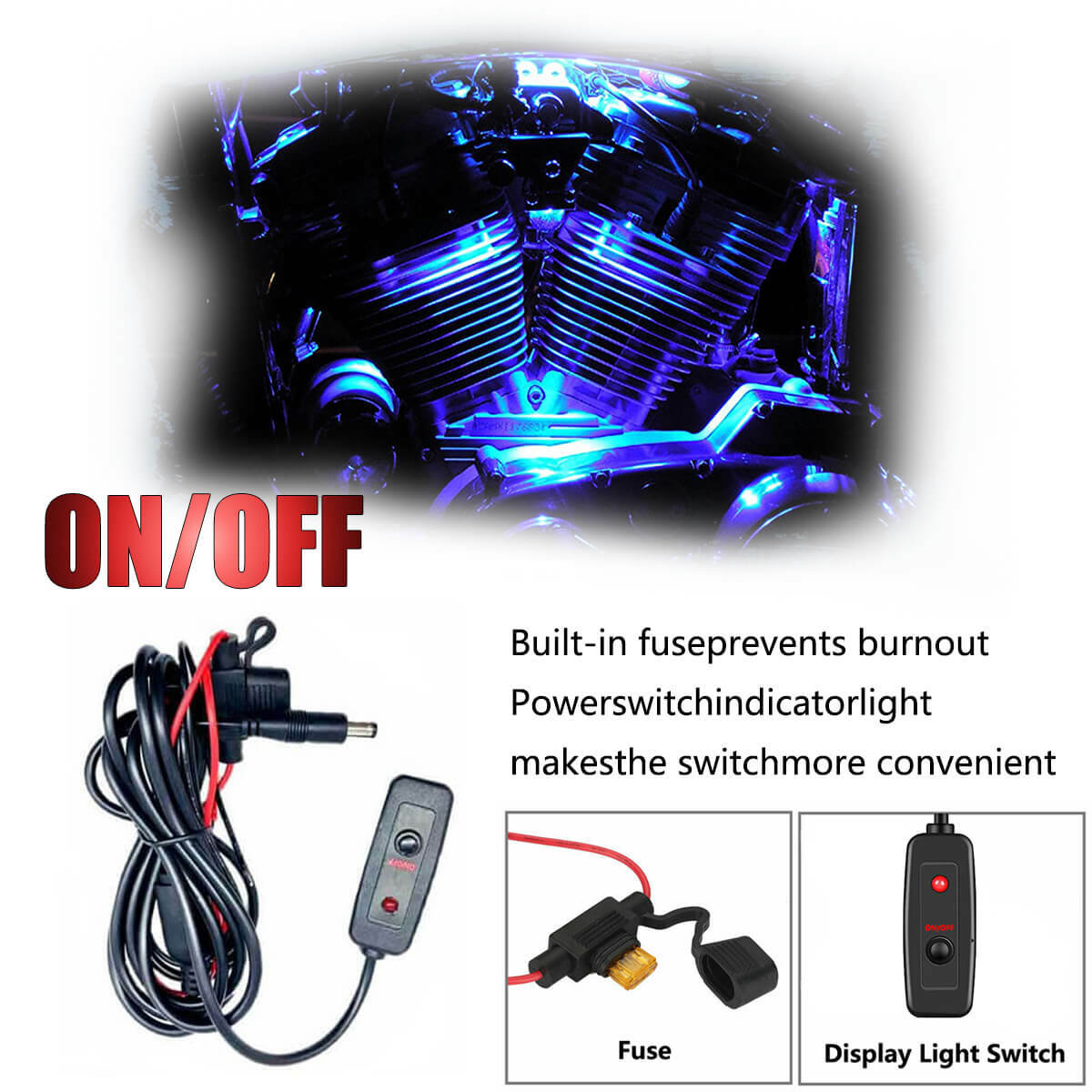 bluetooth 16X Motorcycle RGB LED Light Kit Accent Glow Strip for Harley-Davidson