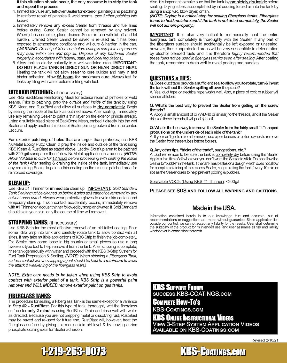 KBS Coatings 5200 Gold Standard Tank Sealer – 8 fl. oz., Silver – Waterproof New