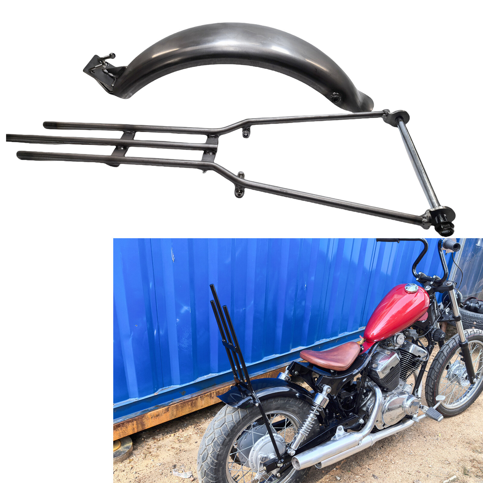 Unpainted Silver Rear Fender Mudguard Rack Bracket Kit For YAMAHA XV250 SN