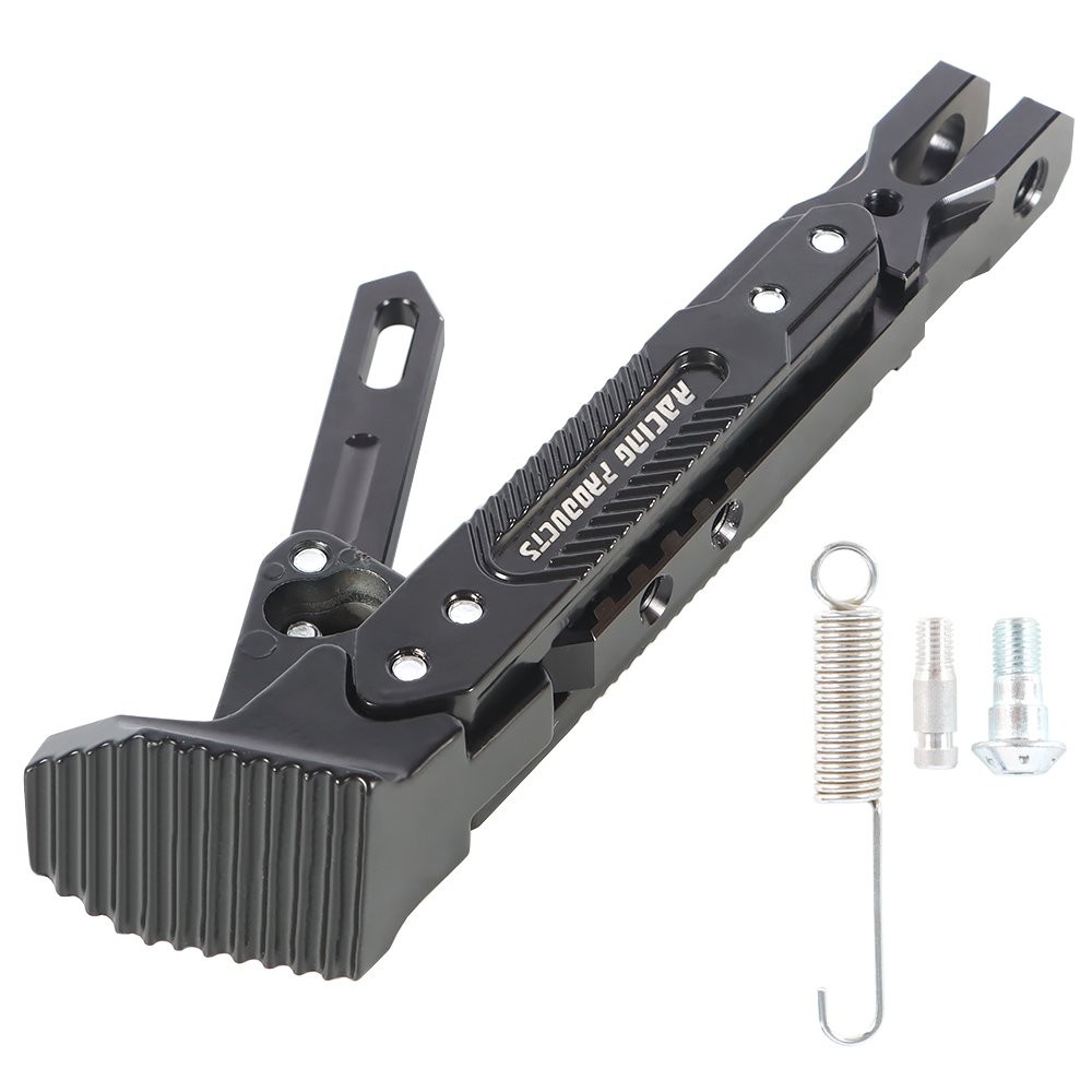 Motorcycle CNC Aluminum Alloy Adjustable Kickstand Foot Side Stand Black