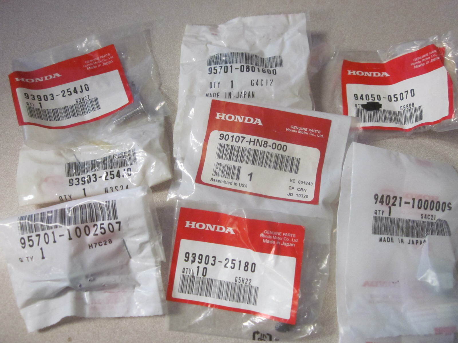 NOS Honda Miscellaneous Parts Screws Nuts For Different Years & Models LOT #5