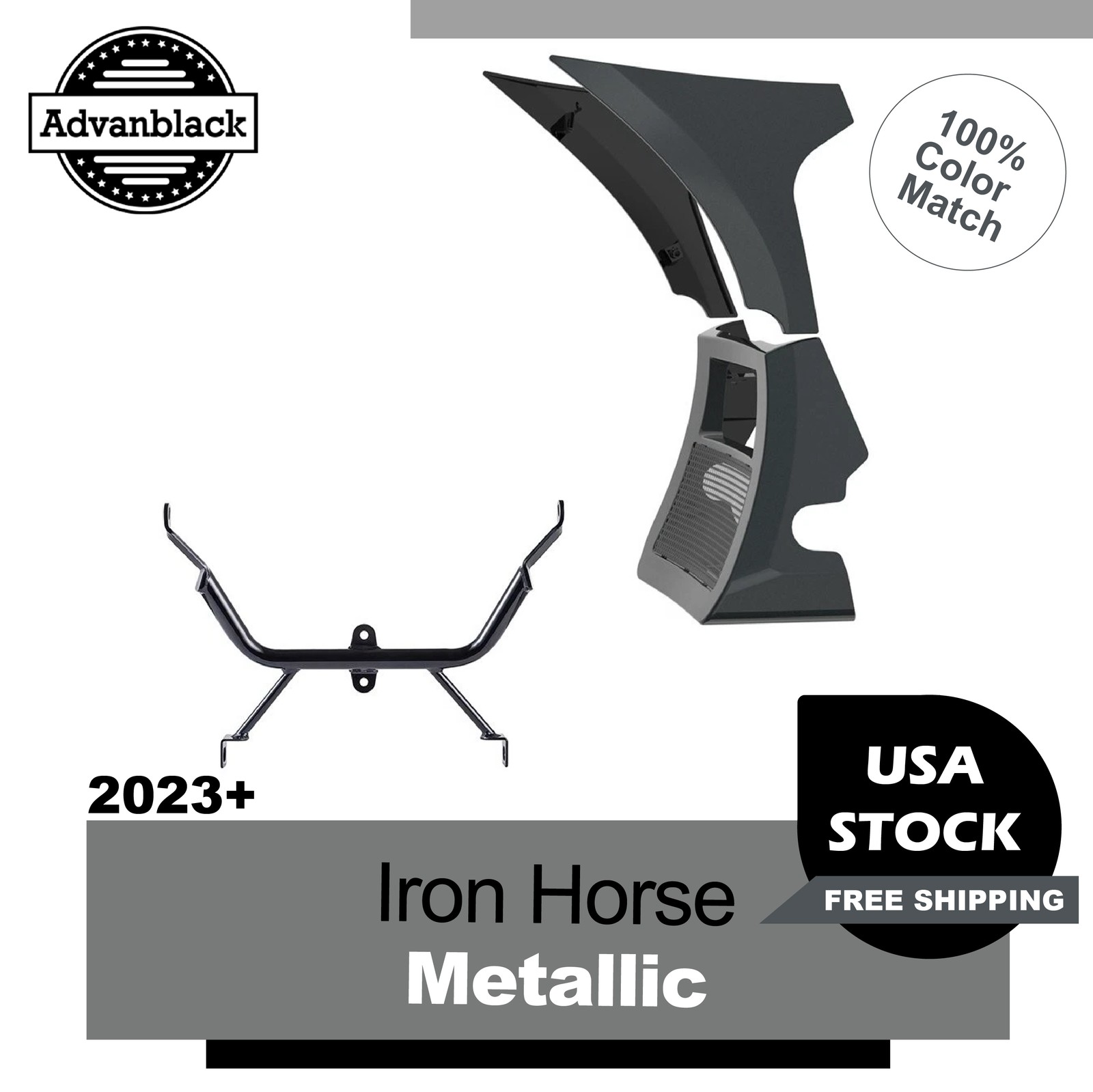 Iron Horse Metallic Fairing Spoiler Kit Support Bracket Fits Harley Road 23+