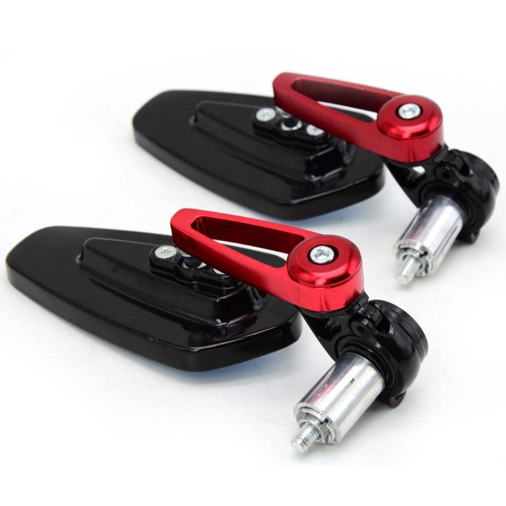 BLACK RED MOTORCYCLE HANDLE BAR END MIRRORS FOR YAMAHA FZR600 YZF 600 R1 R6 R6S