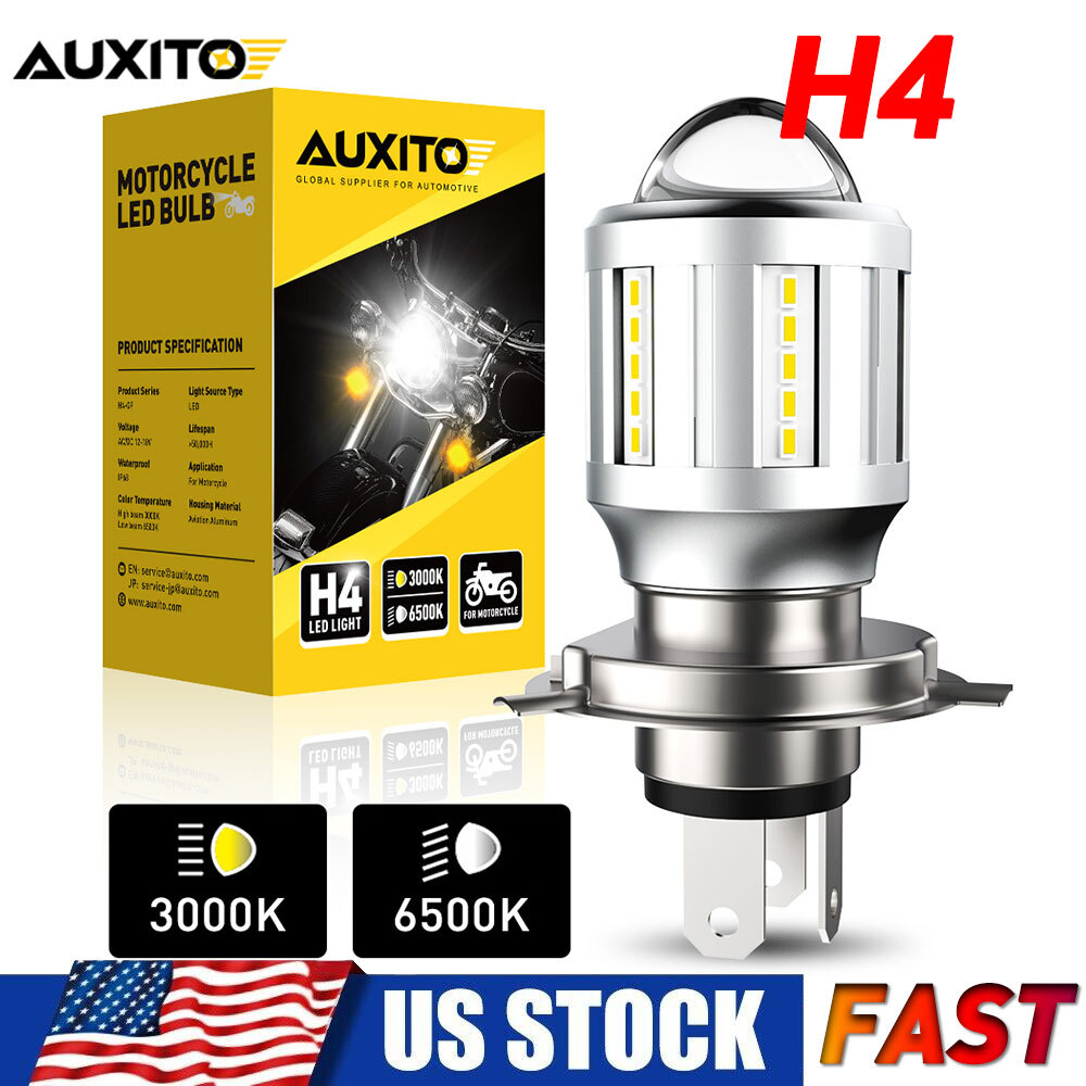 AUXITO H4 9003 LED Motorcycle Headlight Bulb Hi/Lo Beam White Yellow Switchback