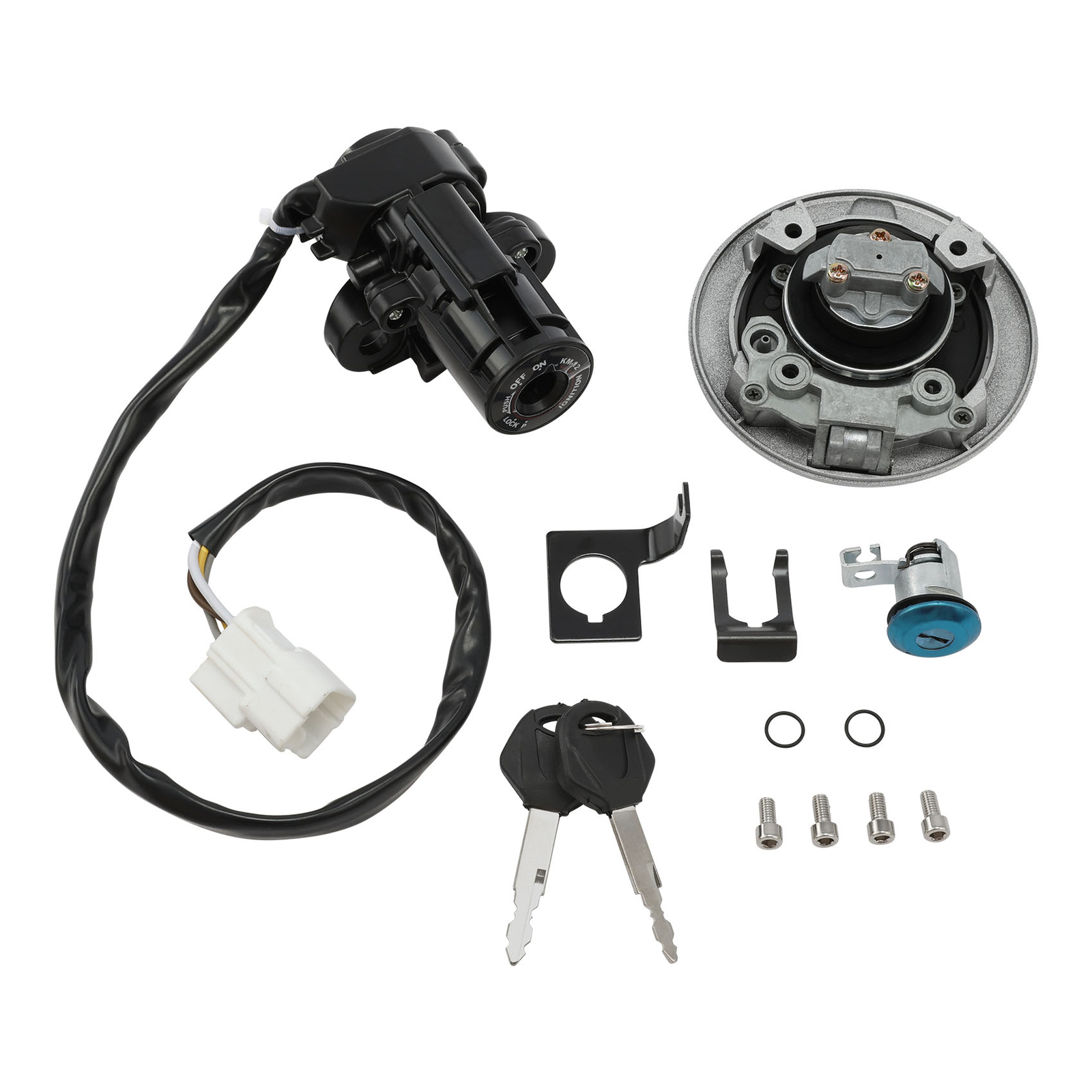 Fuel Gas Cap Ignition Switch Lock Keys Set Fit For Kawasaki Ninja 650 2017-2023