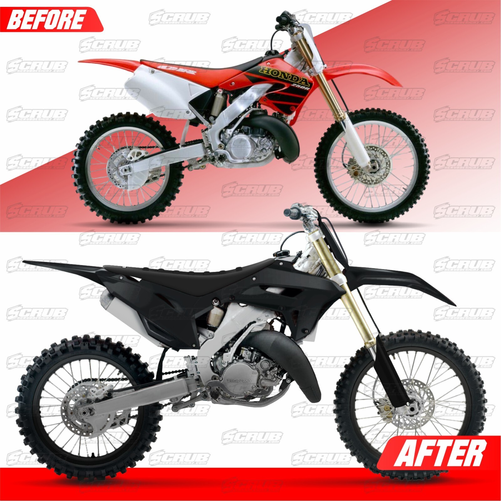 Honda 2000-2001 CR125R CR250R | New Polisport CR Restyle Plastic kit 2023 Black