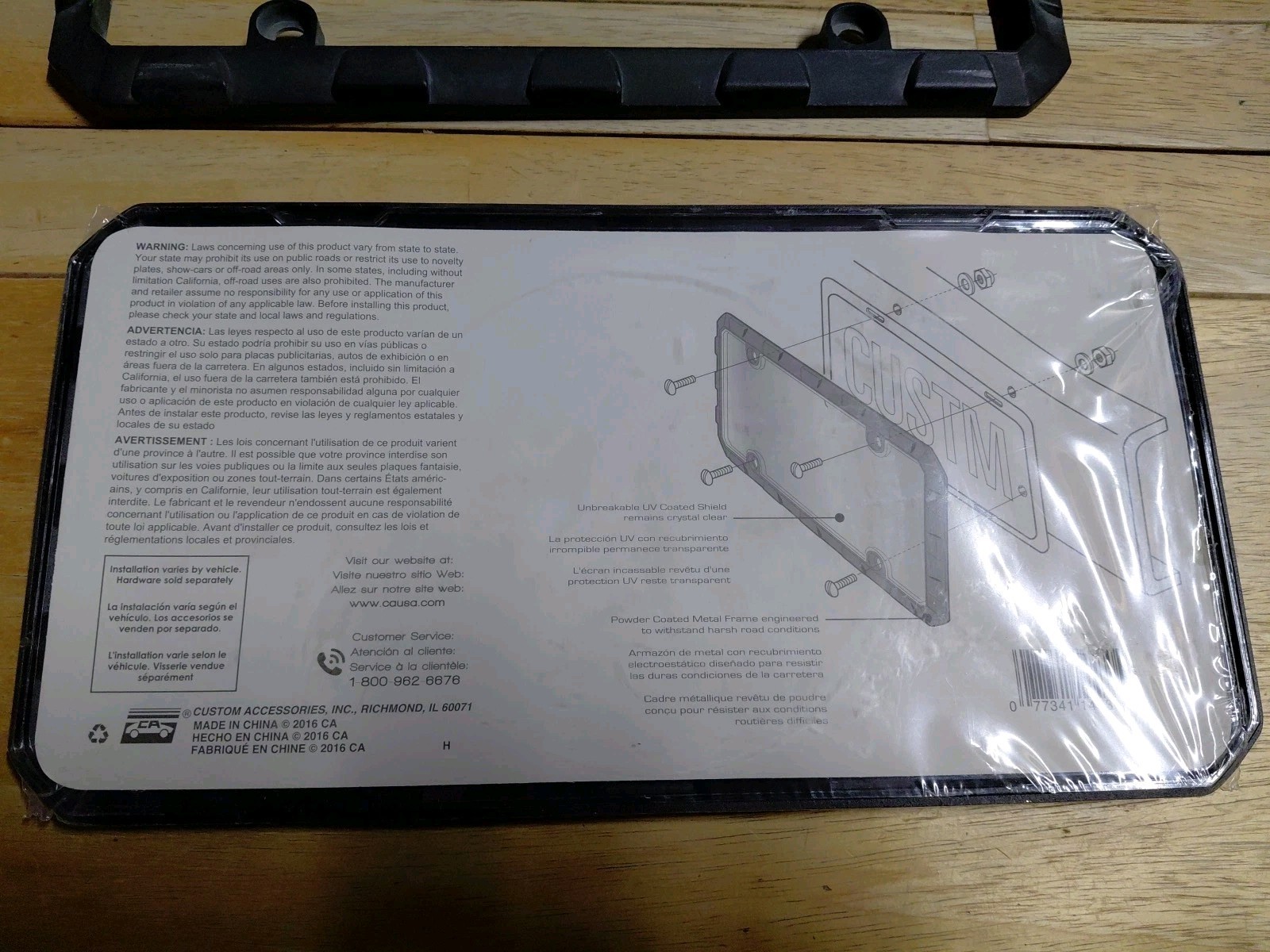 License Plate Frames Heavy-Duty Black Metal 1 With Unbreakable Shield Lot 2