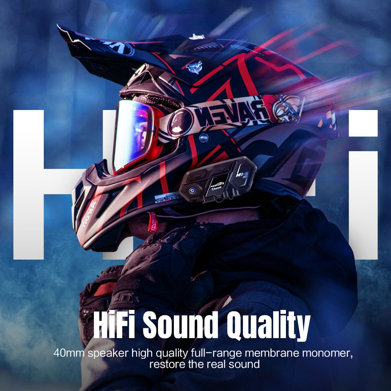 Fodsports M1-S Pro Motorcycle Bluetooth Headset 10 Riders Group Helmet Intercom