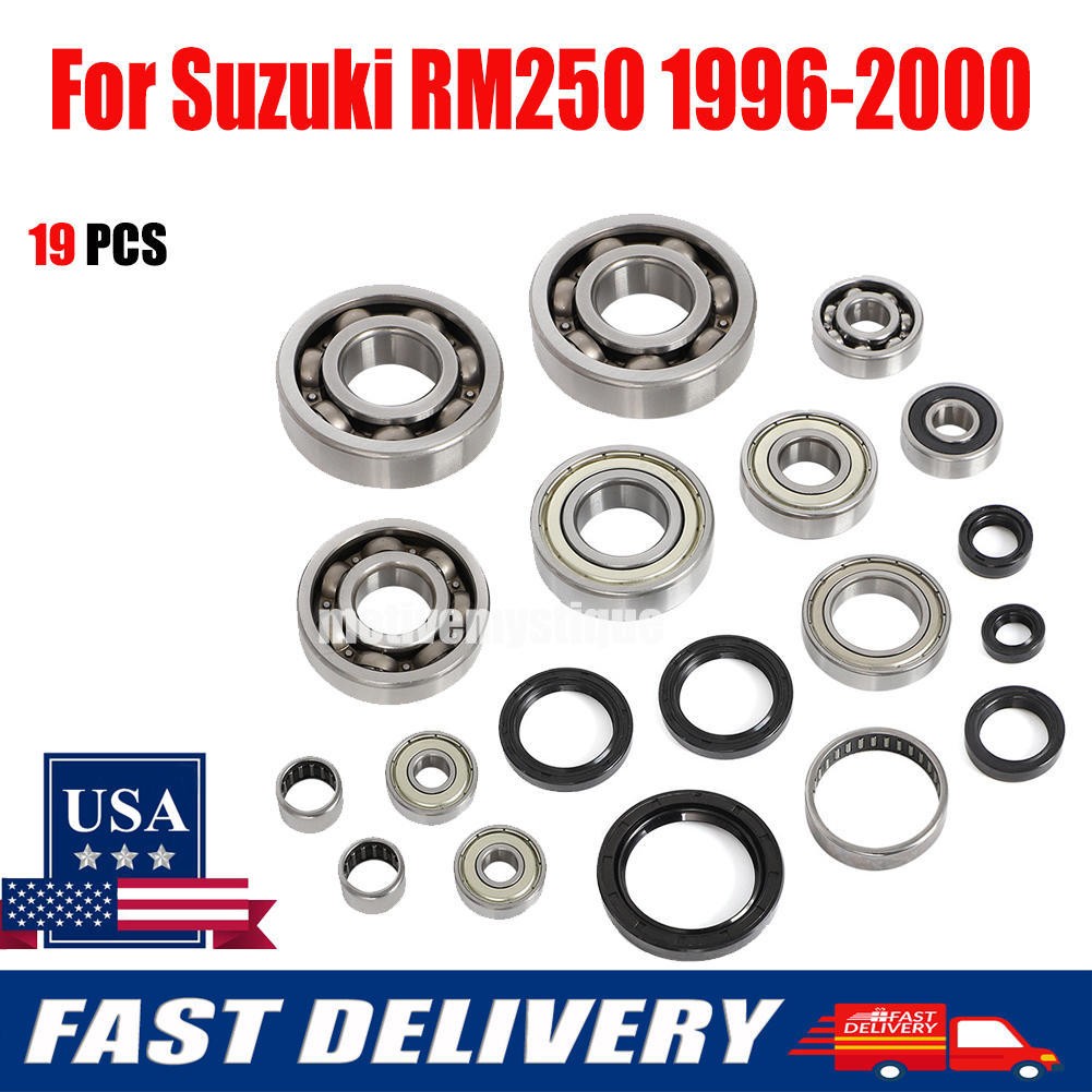 For Suzuki RM250 96-2000 Bottom end Crank Transmission Bearing Seal Kit 19 PCS