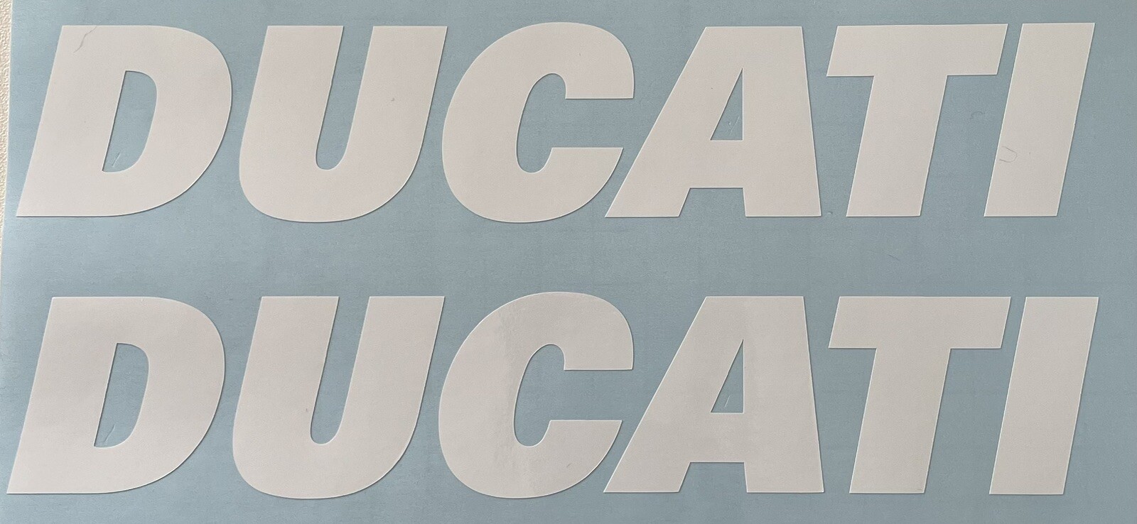 DUCATI Motorbike Decals Stickers Tank Fairing Oracal 651 White 100mm x 19mm