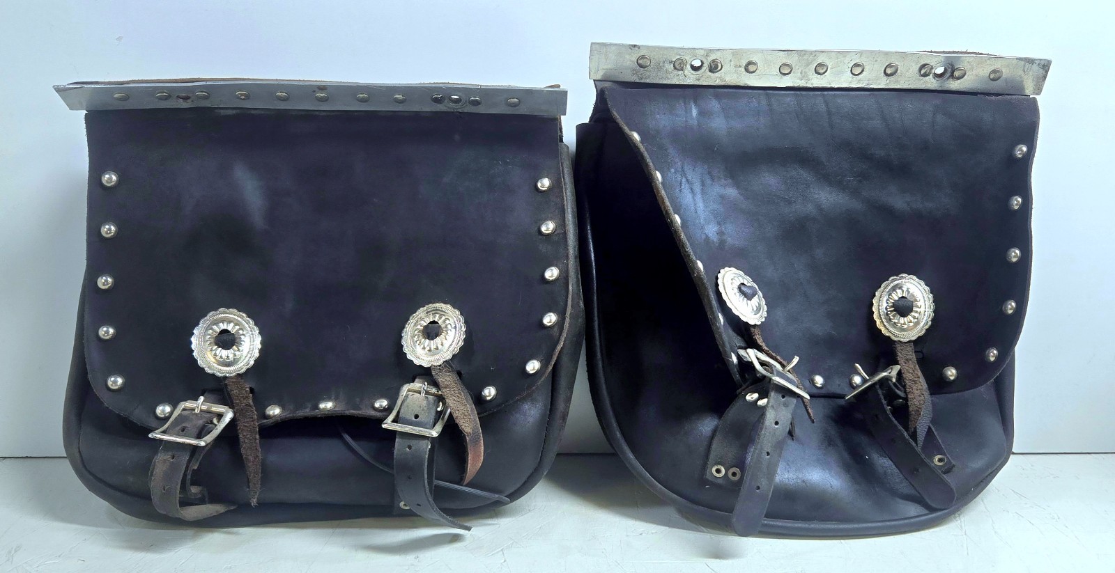 Vintage Universal Fitment Leather Saddlebags