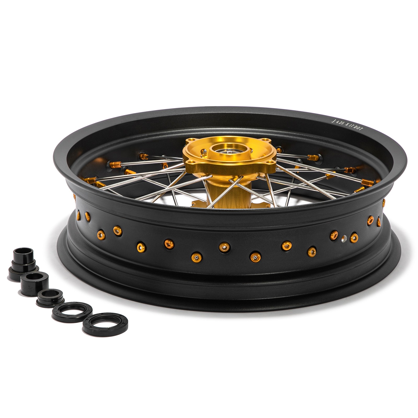 For Suzuki DR650SE 1996-2024 Supermoto 17″x3.5″/4.25″ Wheels Gold Cush Drive Set