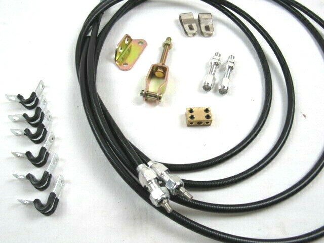 Universal Parking Brake Cable Kit W/ Fittings Black B10247