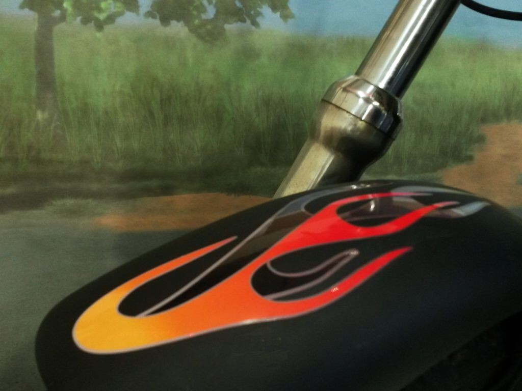 Motorcycle flame decals – 7pc set – Tangerine/Cherry/Smoke for Harley Honda etc