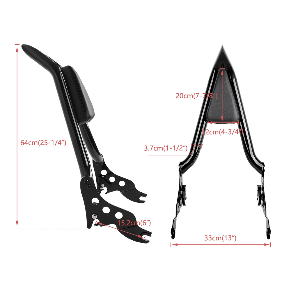 Passenger Backrest Sissy Bar For Harley Touring Road King Street Glide 2009-2024