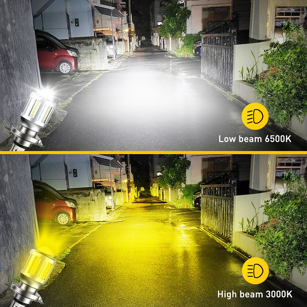 H4 LED Front Light Bulb Headlight Hi/Lo Beam Super Bright Bicolor For Motorcycle