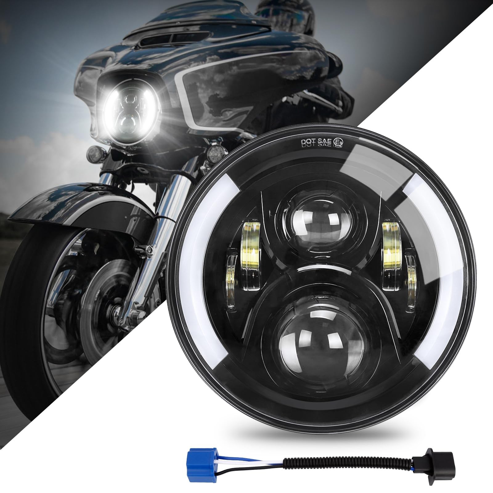 SUPAREE 7 inch Motorcycle LED Headlight Hi-Lo Beam for Honda Shadow Spirit 1100