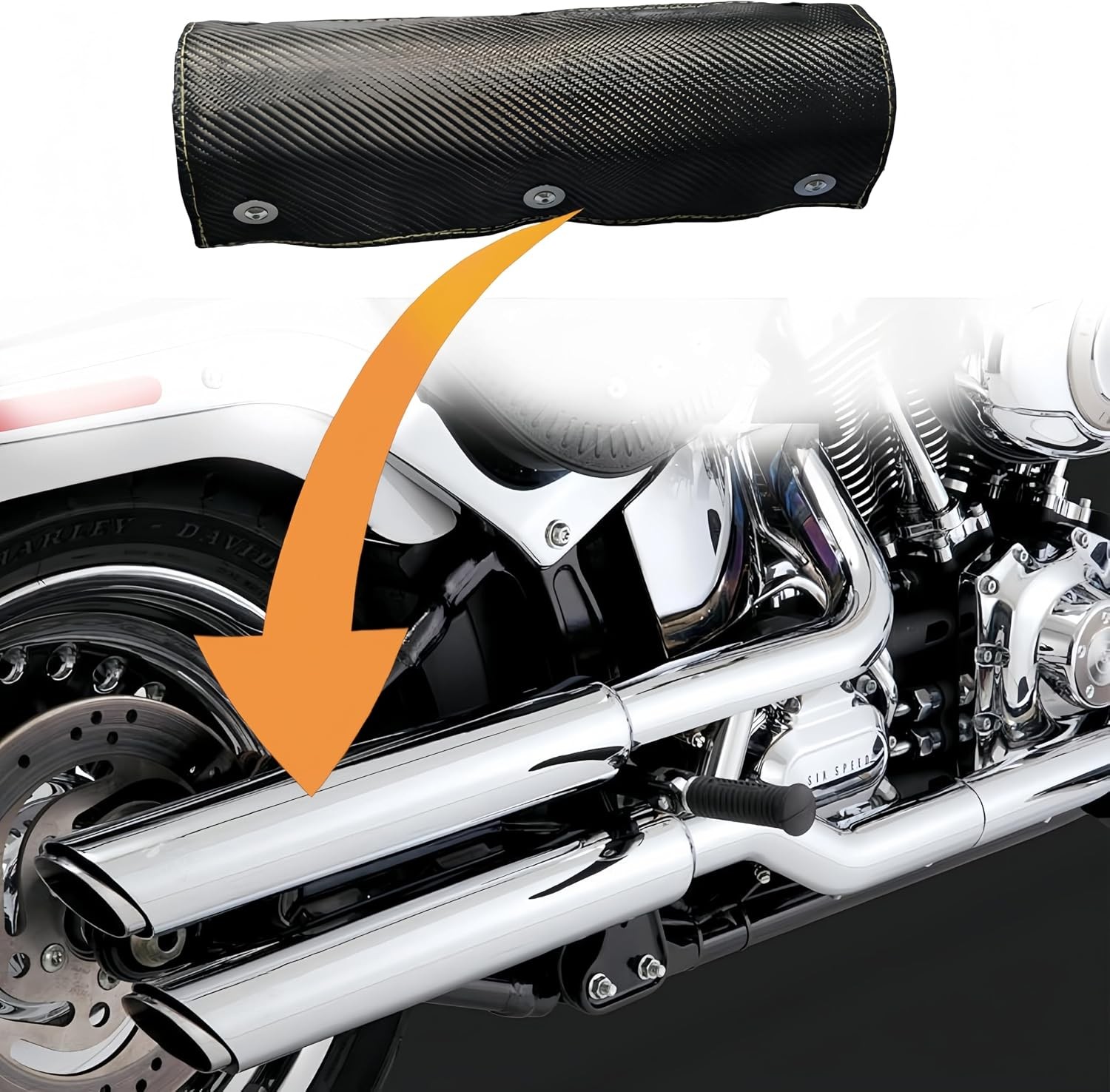 4″ x 8″ Carbon Exhaust Heat Shield w/ 2 PCS Stainless Steel Clamps,Two-Layer