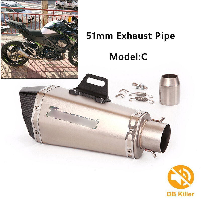 51mm Universal Motorcycle Exhaust Muffler Pipe With DB Killer Modified Scooter