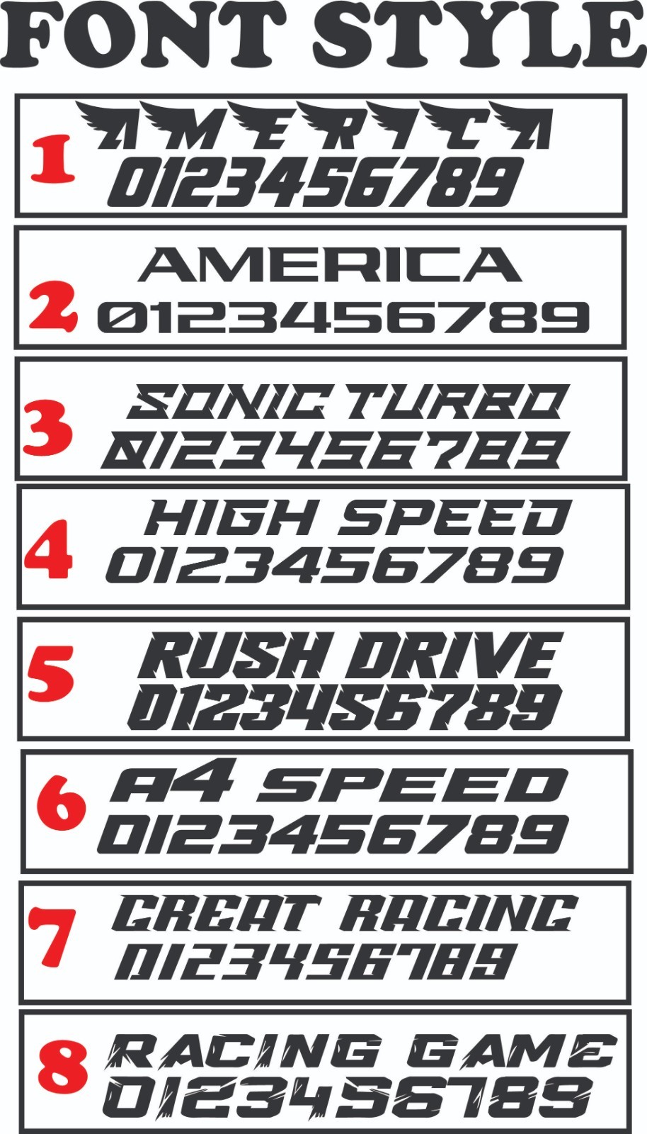 Custom Race Numbers Stickers Decals Vinyl Racing Dirt bike MX Motocross x3