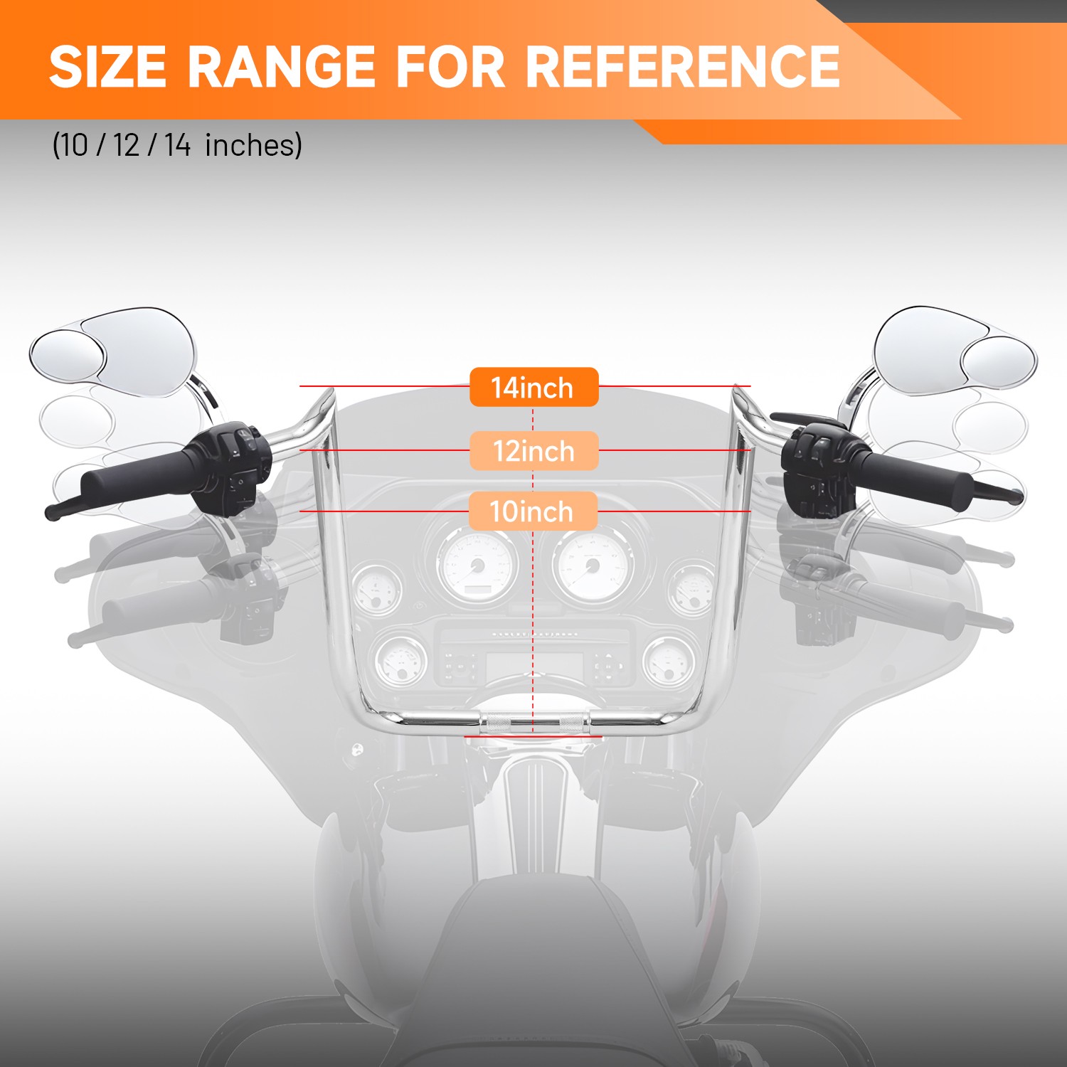 Black Chrome Bar 10″ 12″ 14″ Pre-Wired Handlebar For Harley Street Electra Glide