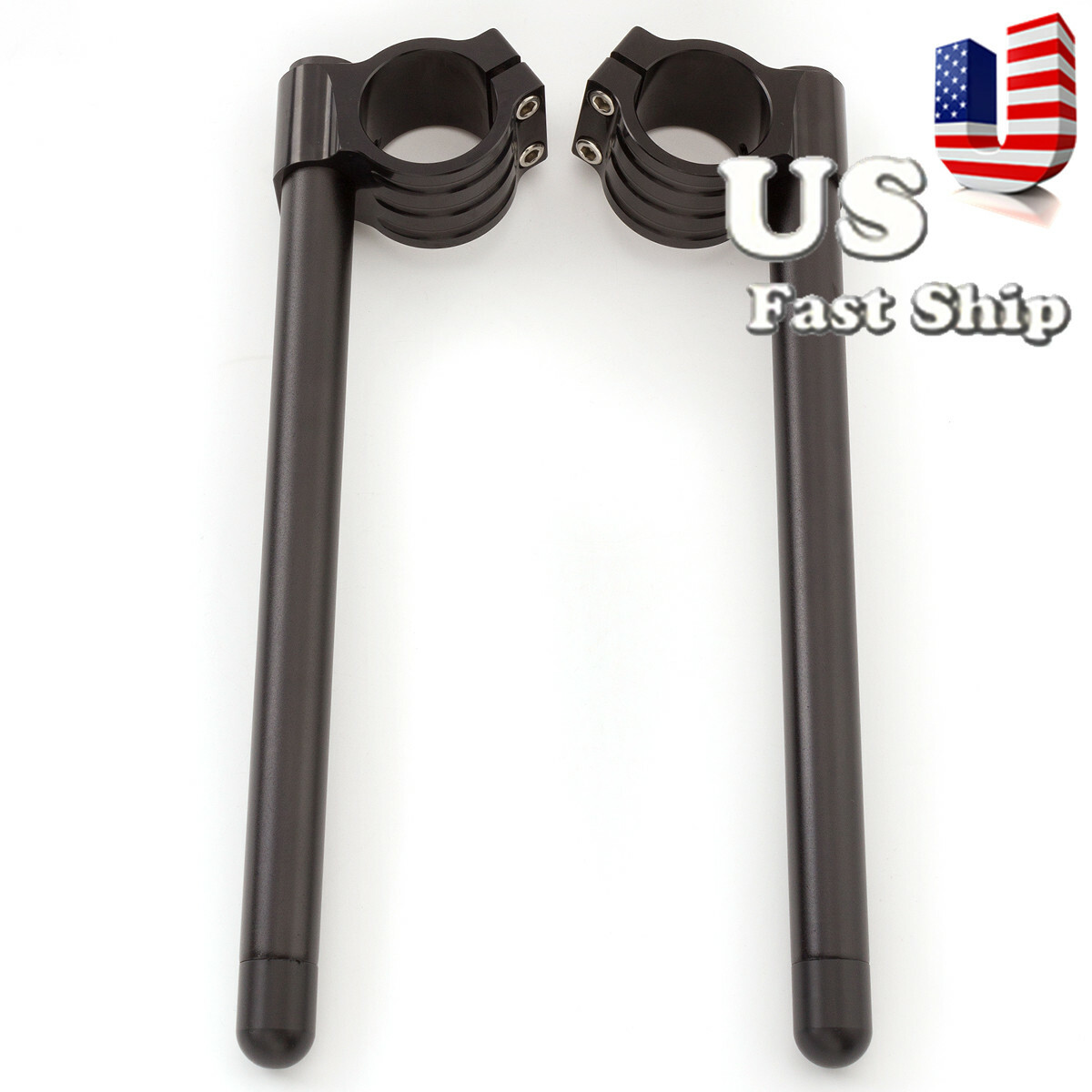 CNC Regular 31mm Handle Bar Fitk Clipon Handlebars Clip Ons Clamp Black 22mm Set