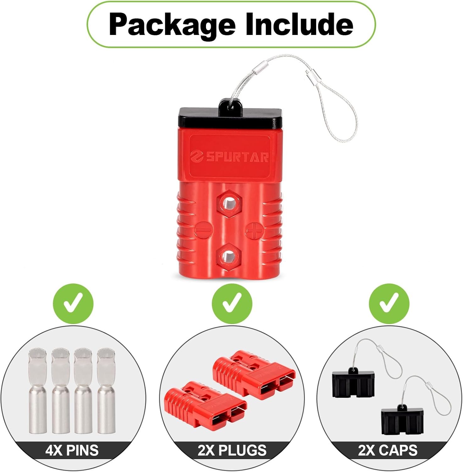 Battery Quick Connect/Disconnect, 175A, 1/0 AWG, 2 Pack, Red 12-36V Quick Connec