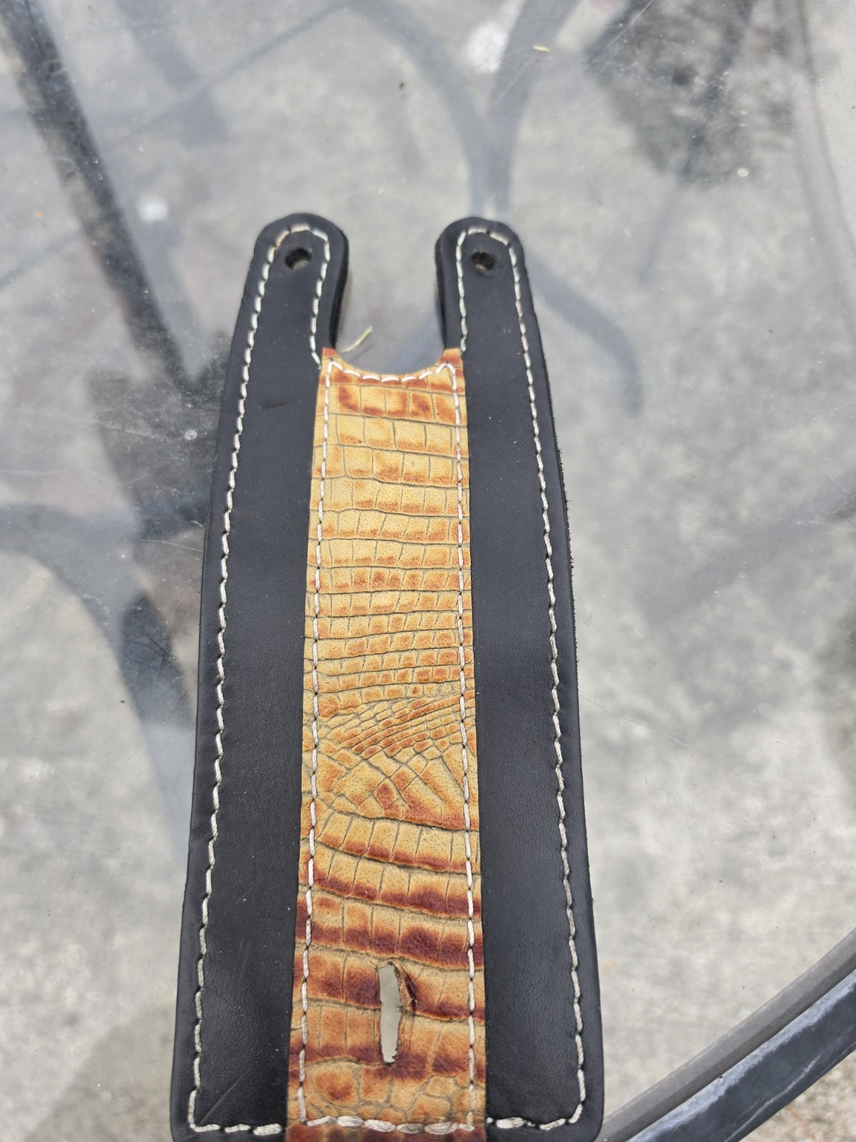 Indian Motorcycle Leather Tank Bib Black & Tan Alligator Pattern Custom Handmade