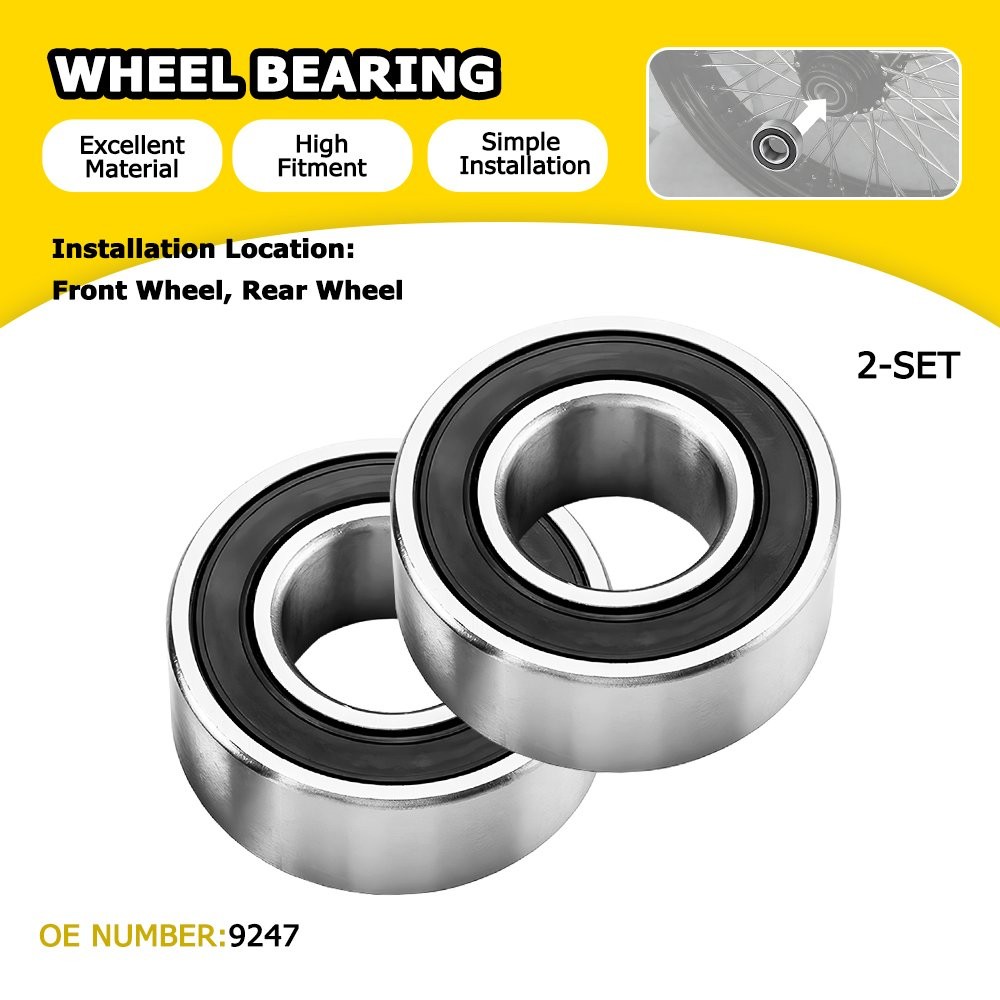 1X Axle Sealed Wheel Bearings Kit Front / Rear 9247 For Harley Touring 2000-2007