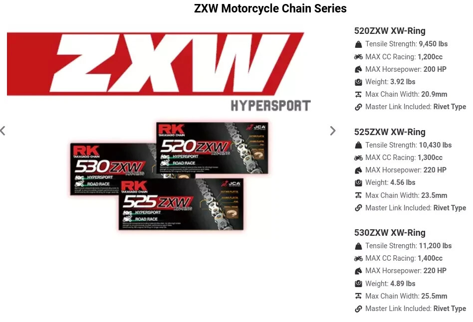 RK GREEN Ultra-HD XW-Ring Motorcycle Bike Chain 520 ZXW 120 Links Rivet Link GRN