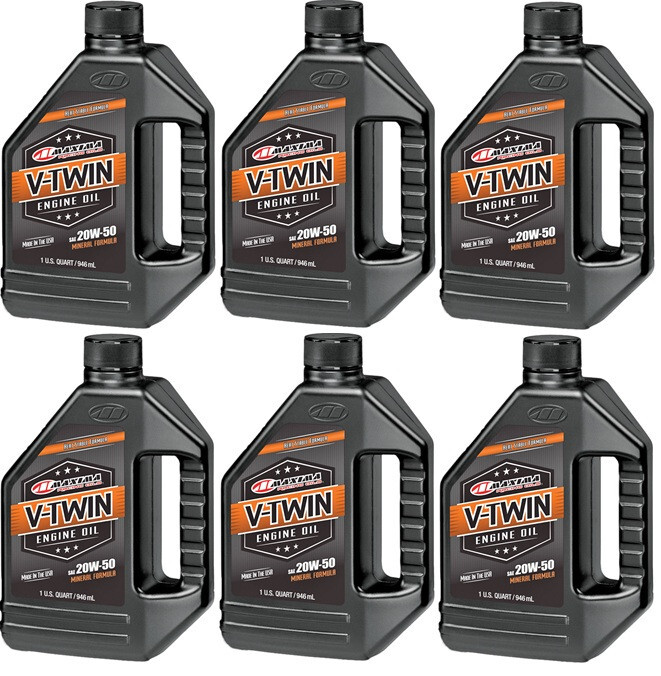 6 1qt Quart Bottles Maxima V-Twin 20W-50 Mineral Motorcycle Engine Oil