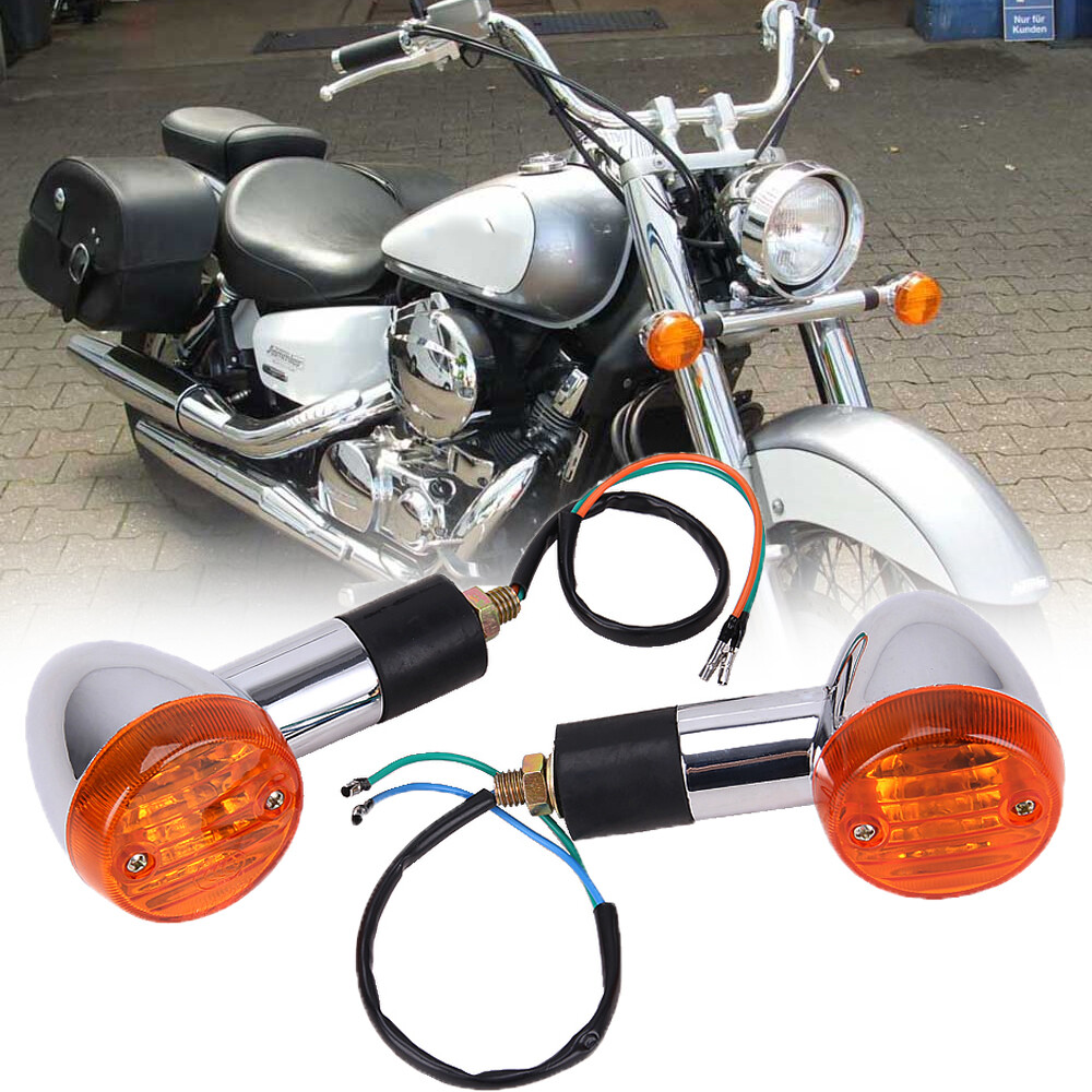 Pair Motorcycle Amber Turn Signals For Kawasaki VN Vulcan 500 800 88 900 Classic