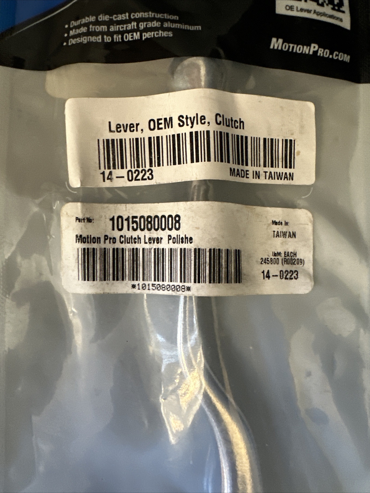Motion Pro 14-0223 Replacement Clutch Lever Polished Silver 07-1500 70-0223