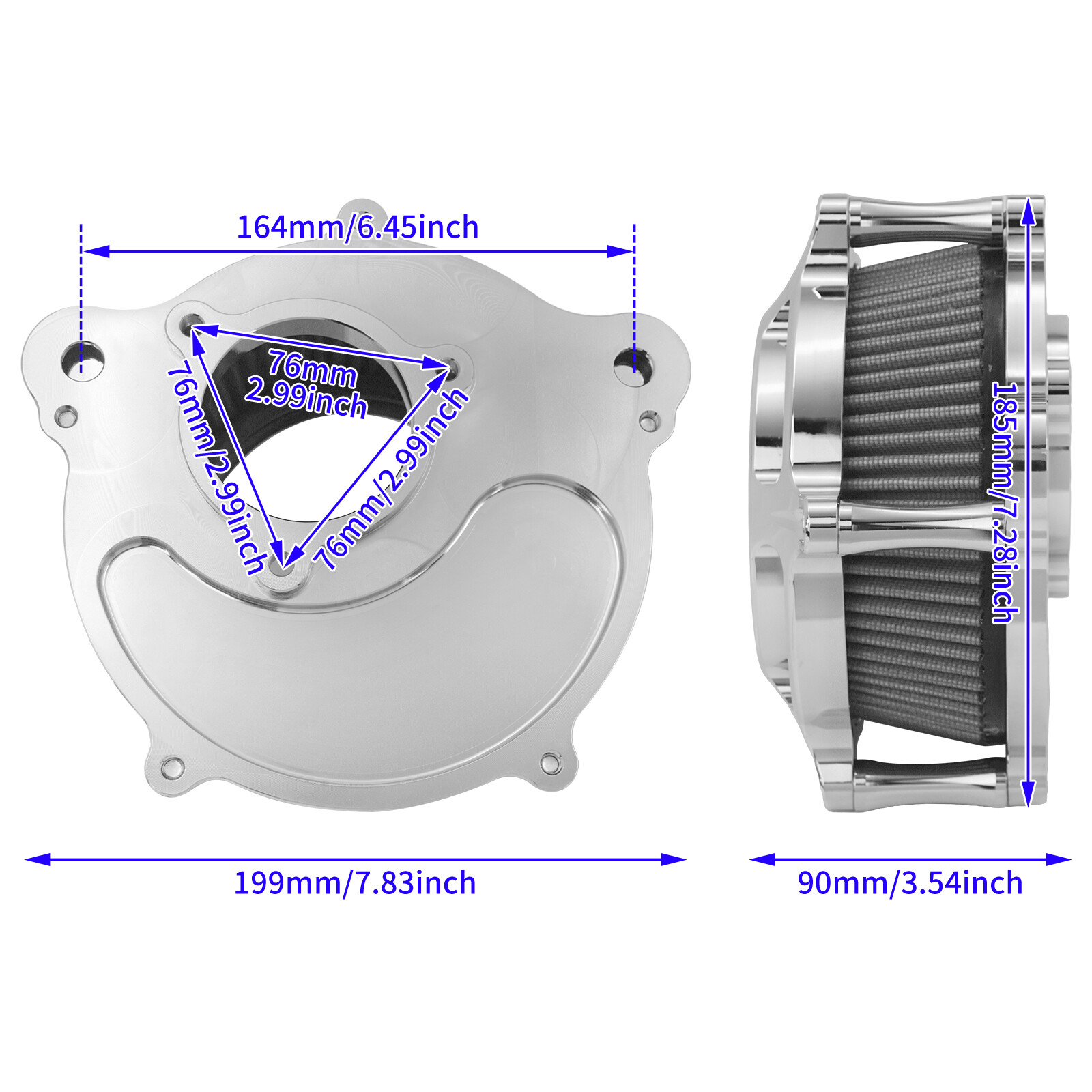 Chrome Air Cleaner Clear Intake Filter Kit For Harley M8 Softail 2018-24 Touring