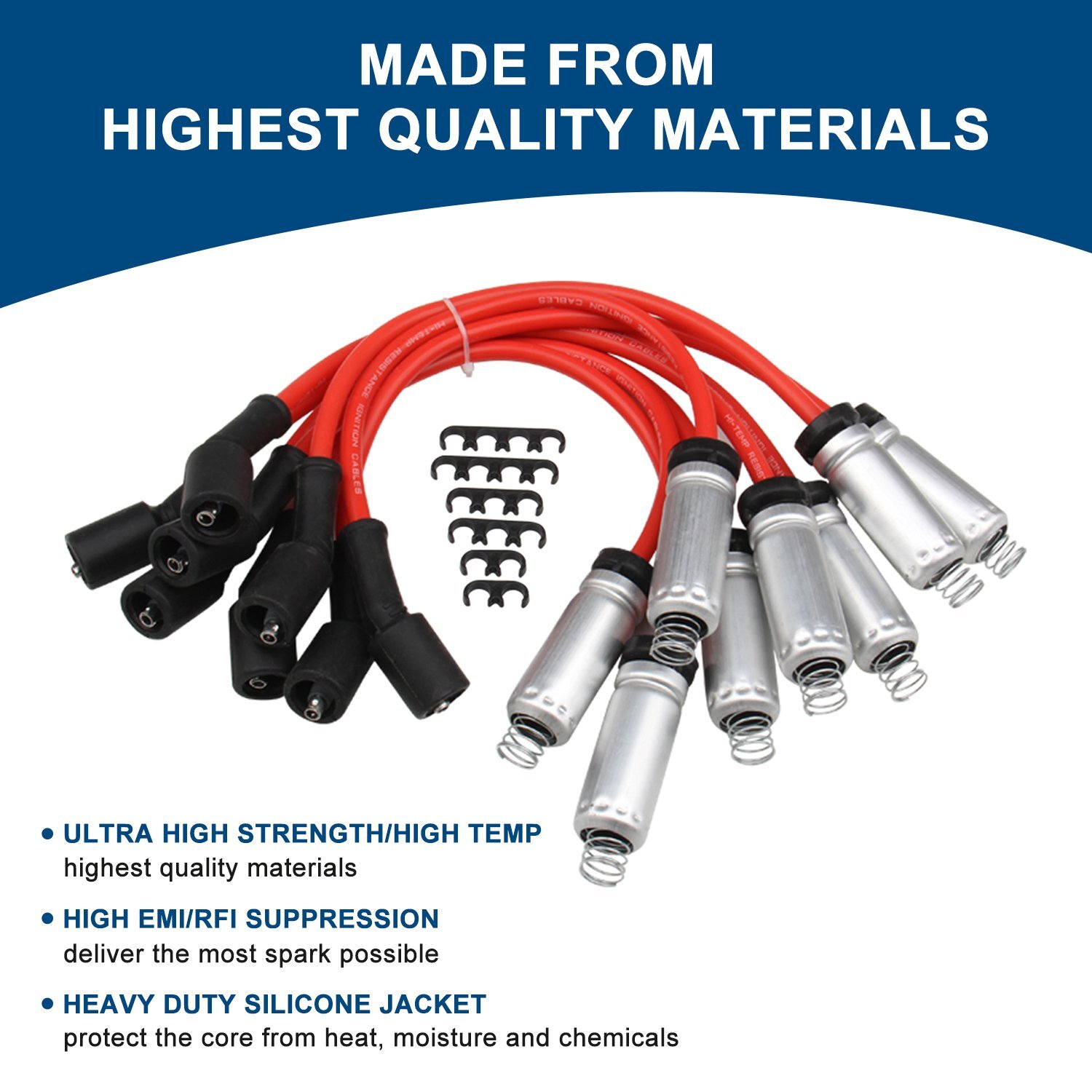 8Pack Square Ignition Bobina &Spark Plug Wire For Chevy Silverado 1500 Tahoe GMC